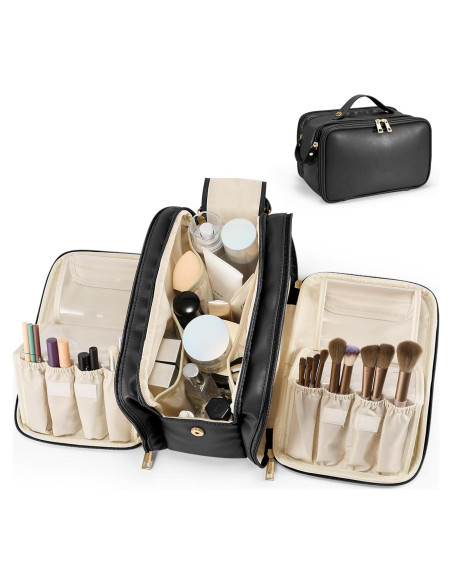 Bolsa de Maquillaje de Viaje HauteHues Negra 26.9x17.8cm