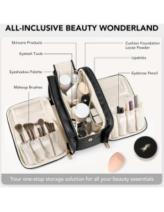 Bolsa de Maquillaje de Viaje HauteHues Negra 26.9x17.8cm 2