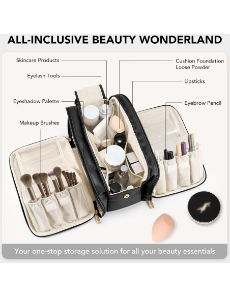 Bolsa de Maquillaje de Viaje HauteHues Negra 26.9x17.8cm