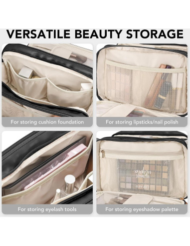 Bolsa de Maquillaje de Viaje HauteHues Negra 26.9x17.8cm