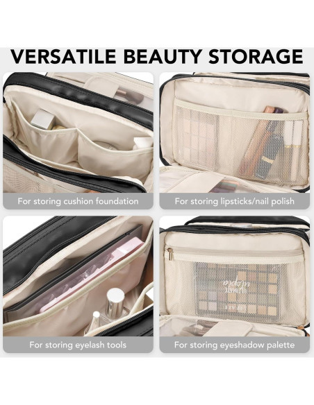 Bolsa de Maquillaje de Viaje HauteHues Negra 26.9x17.8cm