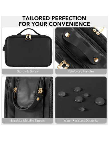 Bolsa de Maquillaje de Viaje HauteHues Negra 26.9x17.8cm