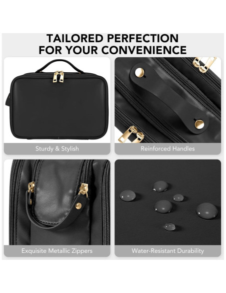 Bolsa de Maquillaje de Viaje HauteHues Negra 26.9x17.8cm