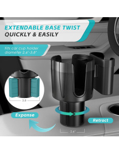 Adaptador Soporte de Taza de Coche OUSHASAA con Organizador de Teléfono 2