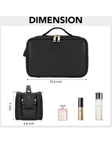 Bolsa de Maquillaje de Viaje HauteHues Negra 26.9x17.8cm