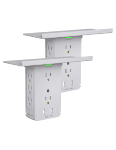 Estante de Pared CFMASTER con 8 Enchufes y 2 USB Gris