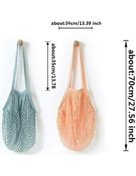 Paquete de 4 Bolsas de Compras Reutilizables Algodón Malla Paquete de 4 Bolsas de Compras Reutilizables Algodón Malla