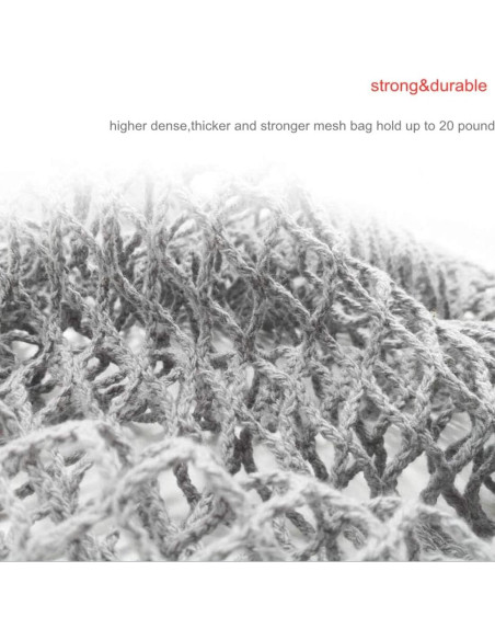 Paquete de 4 Bolsas de Compras Reutilizables Algodón Malla Paquete de 4 Bolsas de Compras Reutilizables Algodón Malla