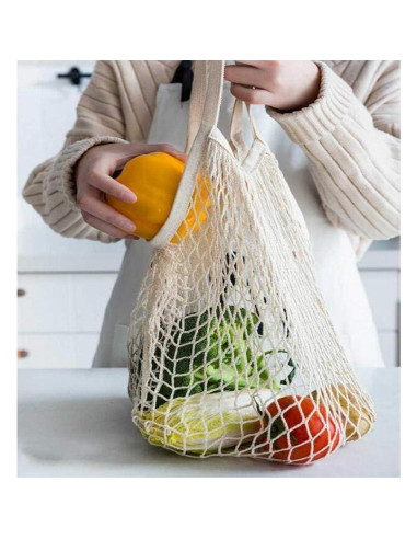 Paquete de 4 Bolsas de Compras Reutilizables Algodón Malla