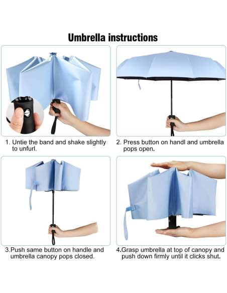 Paraguas de Viaje Compacto Plegable Shinok Azul Ligero Paraguas de Viaje Compacto Plegable Shinok Azul Ligero