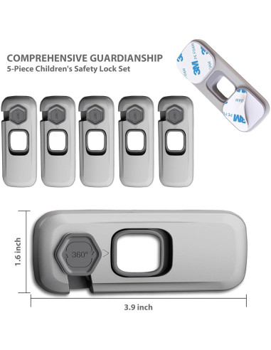 5 Cerraduras de Seguridad para Niños DENENTT - Gris