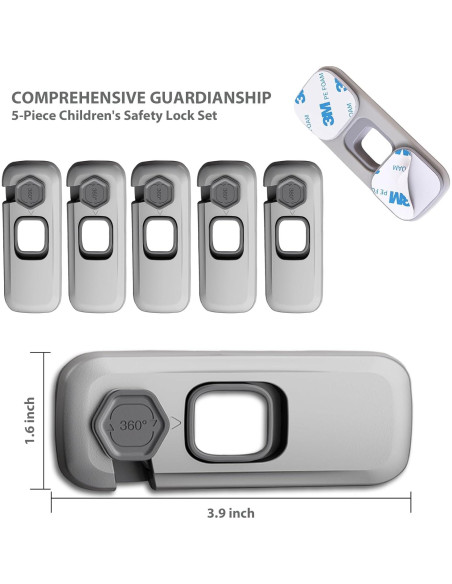 5 Cerraduras de Seguridad para Niños DENENTT - Gris