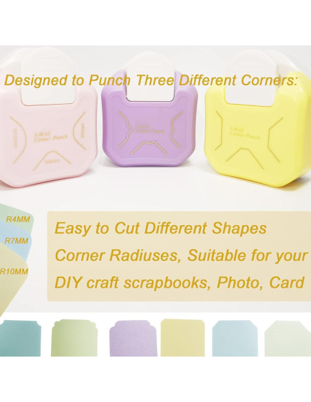 Troquelador de Esquinas 3 en 1 PRENDI - Rosa, Amarillo, Morado