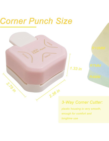 Troquelador de Esquinas 3 en 1 PRENDI - Rosa, Amarillo, Morado