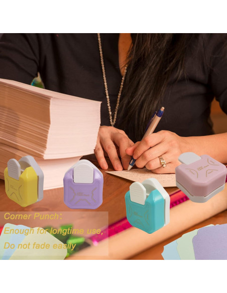 Troquelador de Esquinas 3 en 1 PRENDI - Rosa, Amarillo, Morado