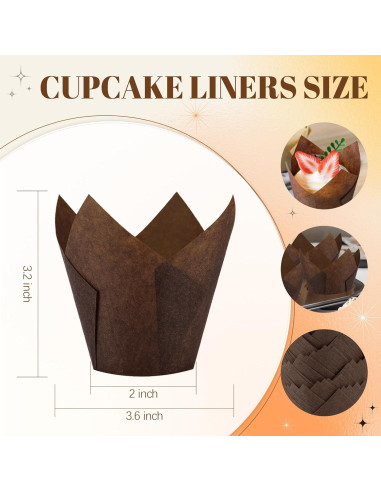 200 Forros de Cupcake Tulipán NPLUX Marrón 50x80mm Desechables
