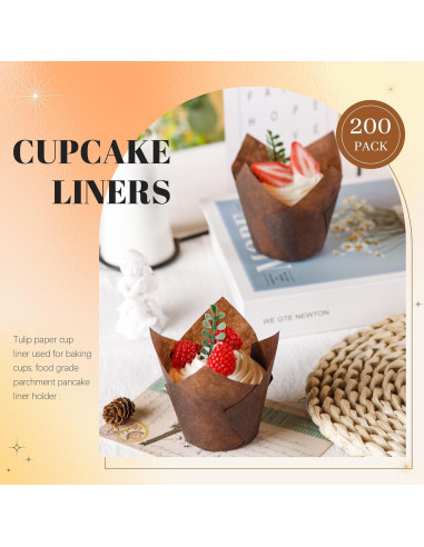 200 Forros de Cupcake Tulipán NPLUX Marrón 50x80mm Desechables
