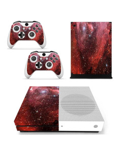 Piel de Vinilo para Consola Xbox One Slim y Controladores Nebulosa Roja