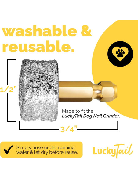 Amoladora de Uñas para Perros LuckyTail - Cabezal de Repuesto - Calidad Premium - Punta de Diamante