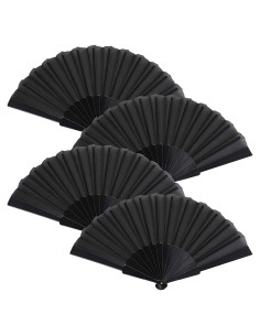 Abanicos Plegables HUNANBANG 4 Piezas Negro Decoración DIY