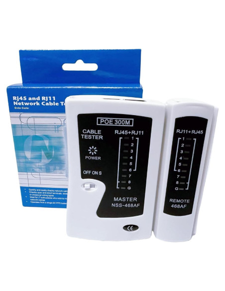 Probador de Cable de Red RJ45 YWNEGWE Cat5 Cat6 Cat7 PoE Blanco