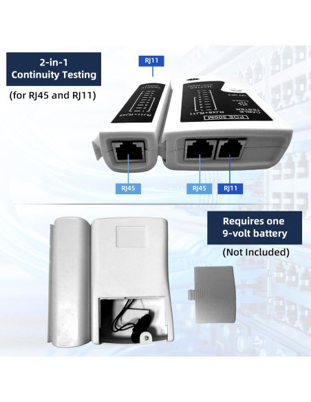 Probador de Cable de Red RJ45 YWNEGWE Cat5 Cat6 Cat7 PoE Blanco