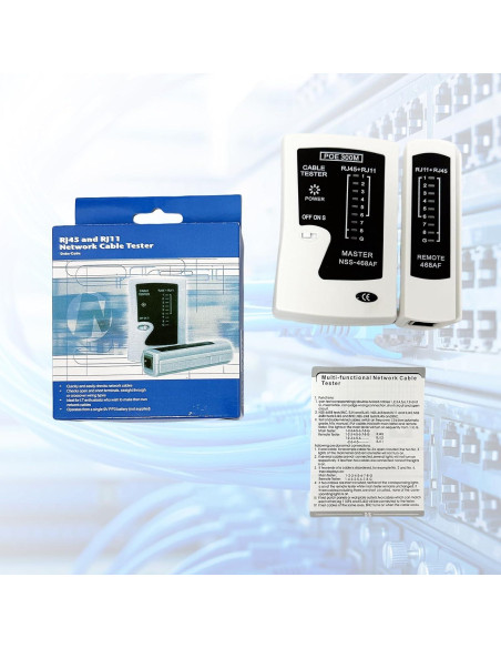 Probador de Cable de Red RJ45 YWNEGWE Cat5 Cat6 Cat7 PoE Blanco