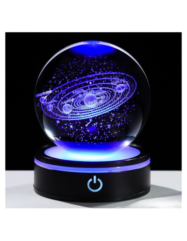 Bola de Cristal del Sistema Solar 8cm YWHL con Base LED