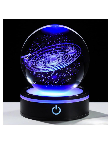Bola de Cristal del Sistema Solar 8cm YWHL con Base LED