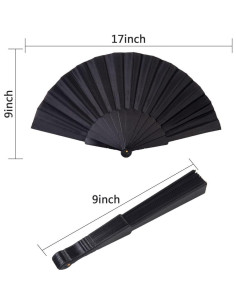 Abanicos Plegables HUNANBANG 4 Piezas Negro Decoración DIY 2