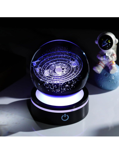 Bola de Cristal del Sistema Solar 8cm YWHL con Base LED