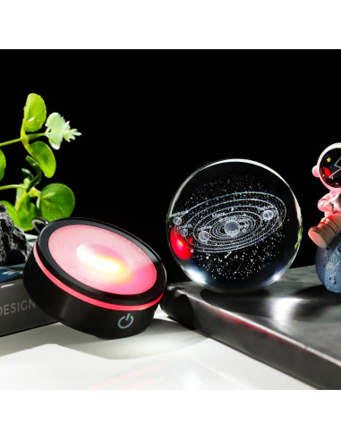Bola de Cristal del Sistema Solar 8cm YWHL con Base LED