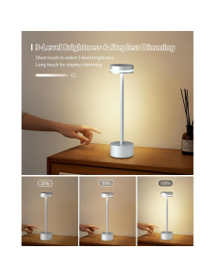 Lámpara de Mesa Inalámbrica LED FUNTAPHANTA Plata 4000mAh 2