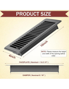 12 Cubiertas de Ventilación de Piso Fumete 4x10" Gris Oscuro 2