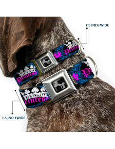 Collar para Perro Buckle-Down Princesa Ovalado Negro/Turquesa 2.54cm 2