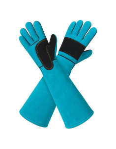 Guantes de Manejo de Animales LURMMUE 60 cm - Cuero Azul Resistente