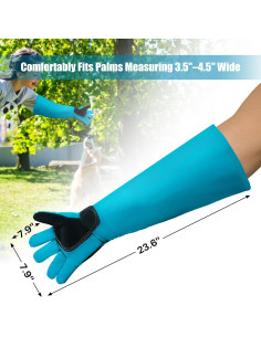 Guantes de Manejo de Animales LURMMUE 60 cm - Cuero Azul Resistente 2