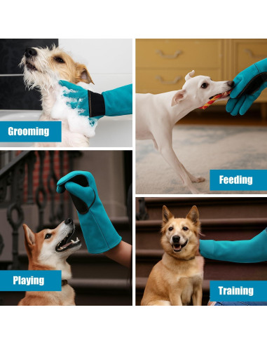 Guantes de Manejo de Animales LURMMUE 60 cm - Cuero Azul Resistente