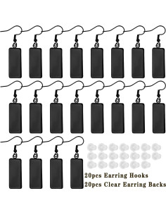 Ganchos de Pendientes Aylifu 20pcs Acero Inoxidable Negro 2