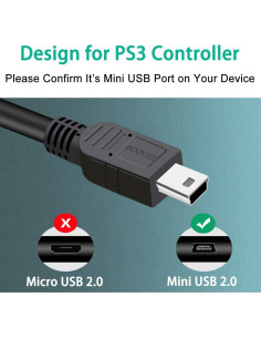 Cable de carga extra largo 3m SCOVEE para PS3 DualShock 2