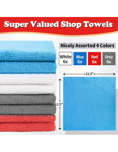 Toallas de Microfibra FIXSMITH, Paquete de 24, 29.2 cm