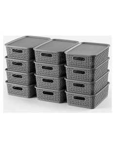 Cestas de Almacenamiento NETANY 12 Piezas Plástico Gris