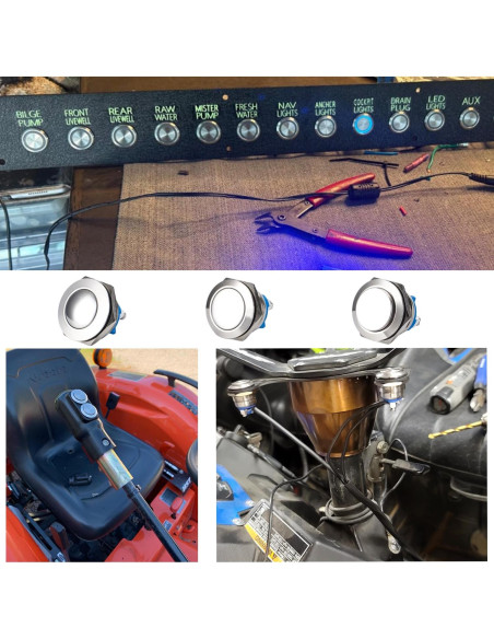 6 Interruptores de Botón Redondo Lhazemu 16mm Impermeables