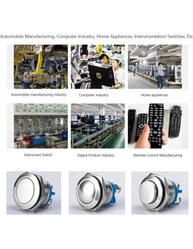 6 Interruptores de Botón Redondo Lhazemu 16mm Impermeables