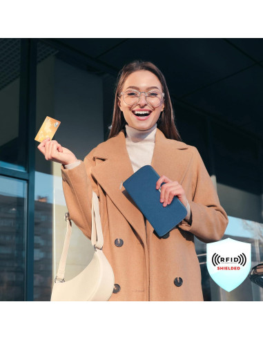 Billetera Travelon con bloqueo RFID - Negro, 8x10 cm