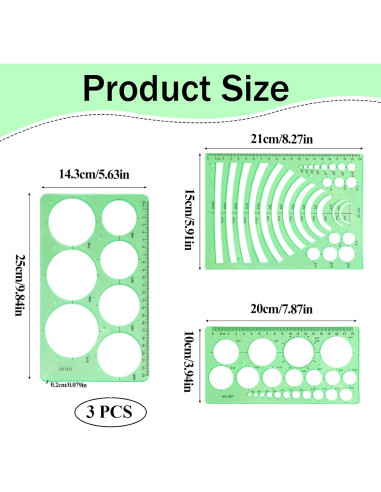 Juego de Plantillas Geométricas 3 Piezas Abeillo Verde