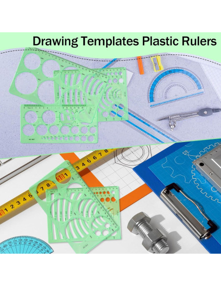 Juego de Plantillas Geométricas 3 Piezas Abeillo Verde
