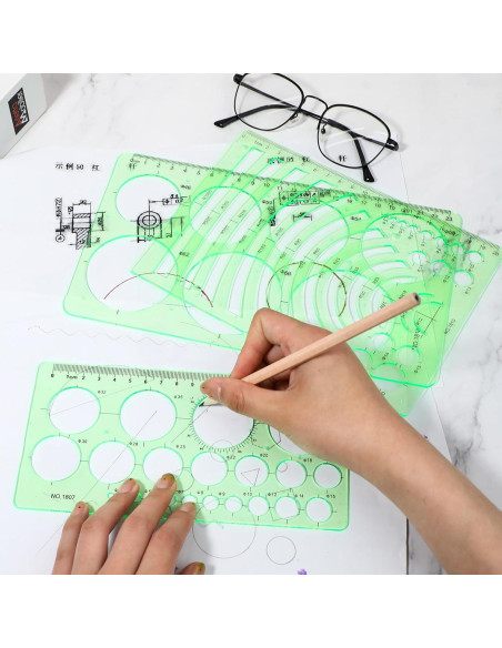 Juego de Plantillas Geométricas 3 Piezas Abeillo Verde