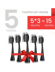 Cabezas de cepillo de dientes Burst Negro - 5 unidades, cerdas suaves 2