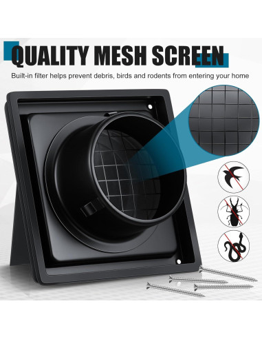 Cubierta de Ventilación para Secadora Gisafai 100 mm Negra